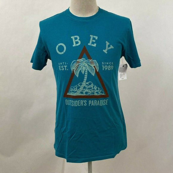 Obey Other - Obey T-Shirt "Outsider's Paradise" Fresh Teal NWT